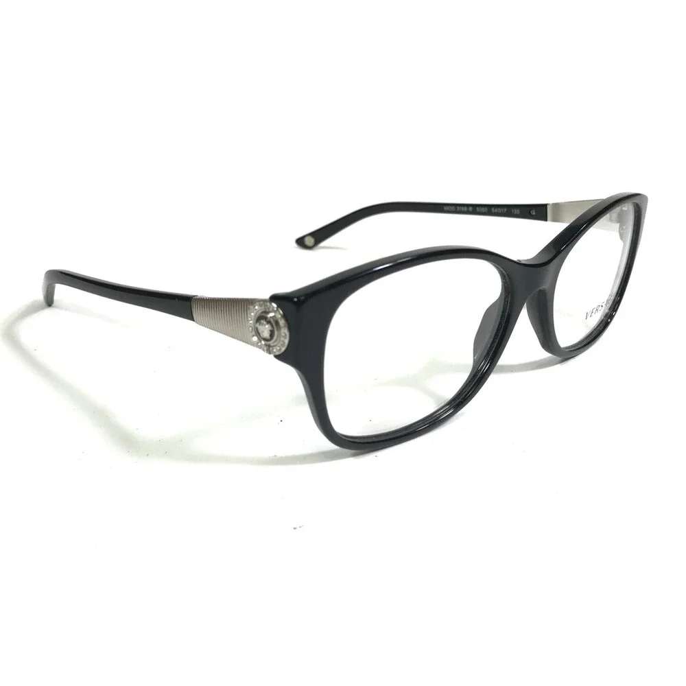 Versace MOD. 3168-B 5050 Eyeglasses Frame Black Silver Round Cat Eye 54-17-135